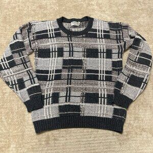 Vintage Ashley Knit Sweater Mens Medium Geometric Made In USA Grandpa sweater